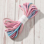 cordelette coton 3mm rayures rose blanc bleu clair verte haute ténacité écologique texturée étiquette