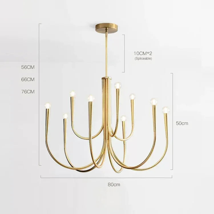 lustre moderne doré têtes éclairage intérieur contemporain autonome luminaires décoration chambre salon