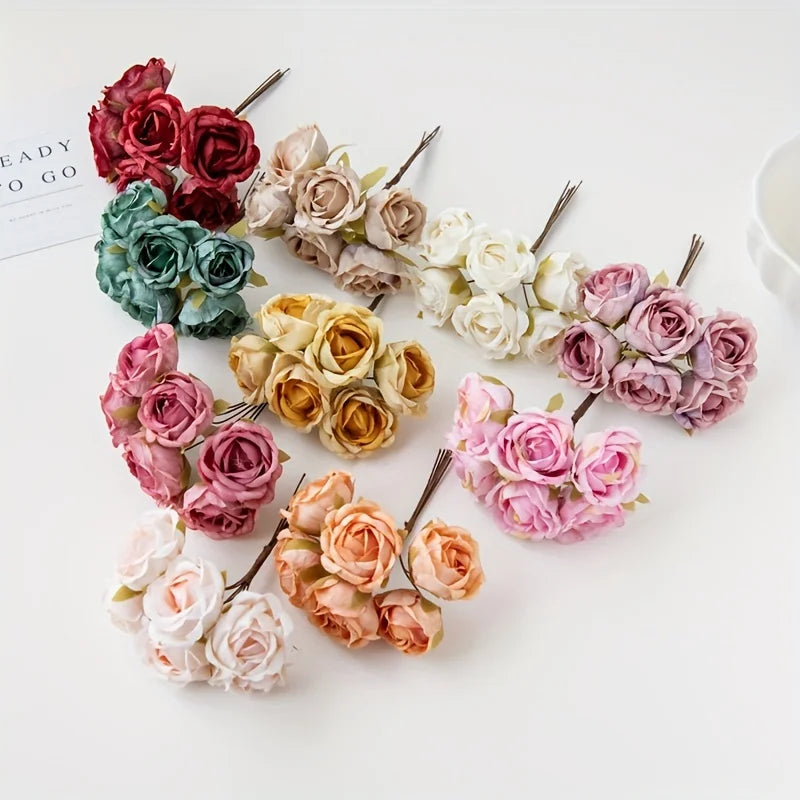 bouquet artificiel roses vintage romantique anniversaire mariage baby shower intérieur feuillets verts