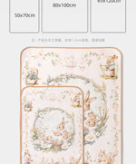 tapis bébé imperméable lavable 50x70cm illustrations canards lapins doux enfantin beige rose bleu