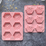 moule savon silicone hexagones nid d'abeille moderne rose violet bleu clair vert
