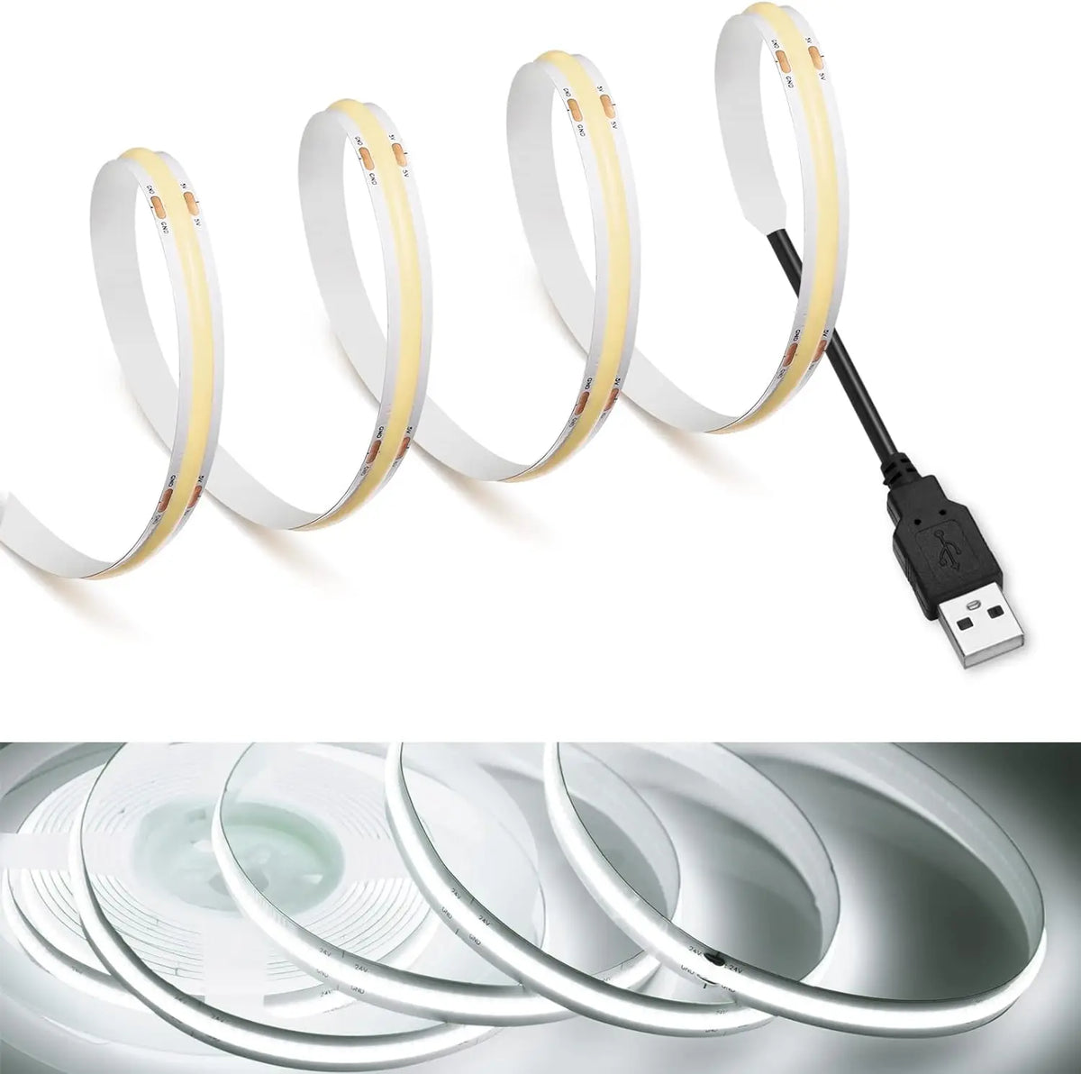 ruban led flexible blanc adhésif usb moderne encoche coupable interrupteur télévision déco chambre