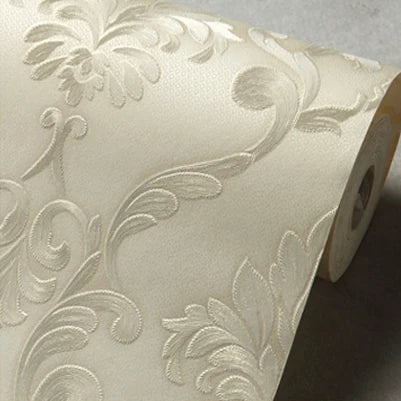 papier peint fleur motif relief classique baroque élégant chambre salon decoration résistant humidité
