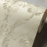 papier peint fleur motif relief classique baroque élégant chambre salon decoration résistant humidité