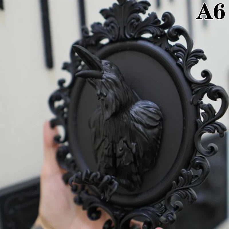 cadre mural or noir relief sculpté baroque artisanal decoration murale relief animal résine