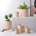 pots fleurs céramique moderne beige uni opaques 11x11x11cm 13x13x13cm 9x9x9cm succulentes