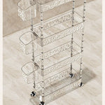 chariot rangement salle bain transparent motifs floraux acrylique quatre étages moderne imperméable roulettes.storage