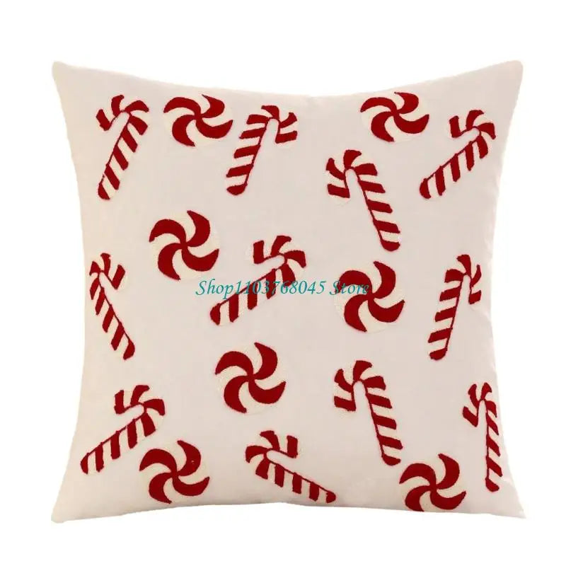 taies d'oreiller patchwork noël motifs neige pailletés cannes sucre rouge blanc vert doré festive