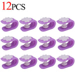 clips fixation violet rose bleu fleurs blanches moderne pratique 12pcs