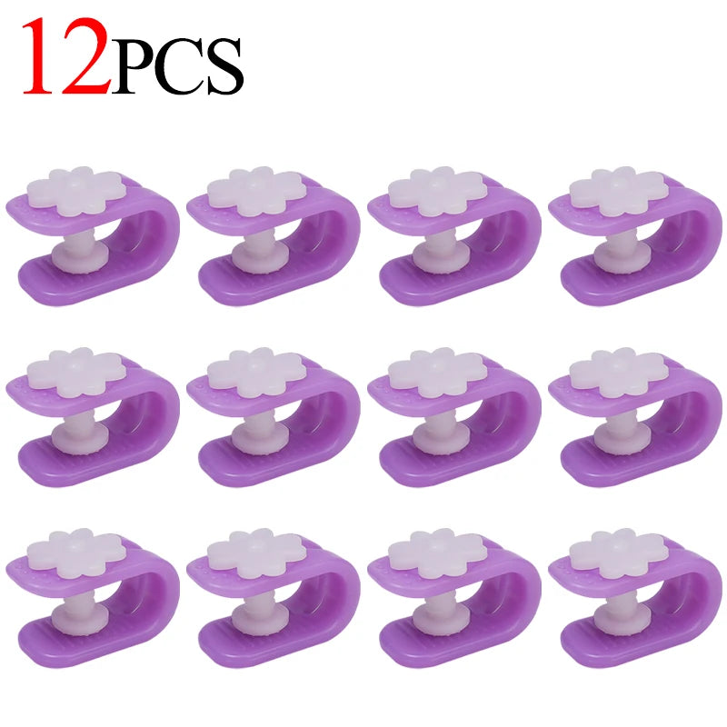 clips fixation violet rose bleu fleurs blanches moderne pratique 12pcs