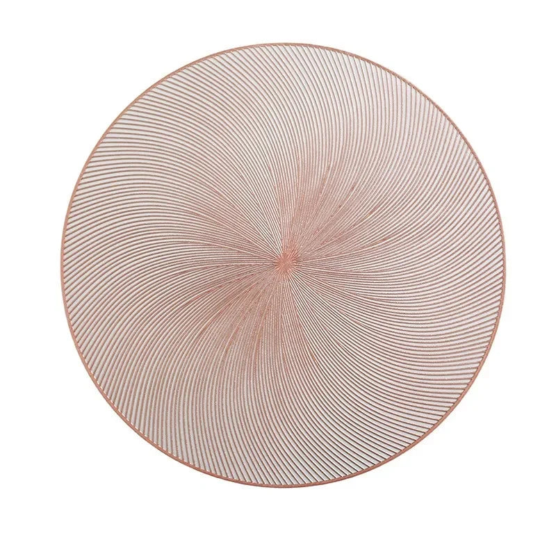 tapis table rond moderne blanc or rayures concentriques antidérapant respectueux environnement polyester unique decoration
