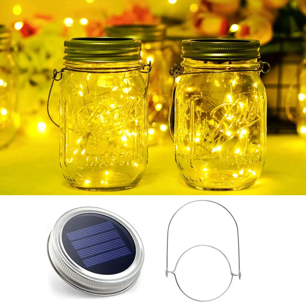 lampe led solaire mason transparent argenté texturée batterie rechargeable patio