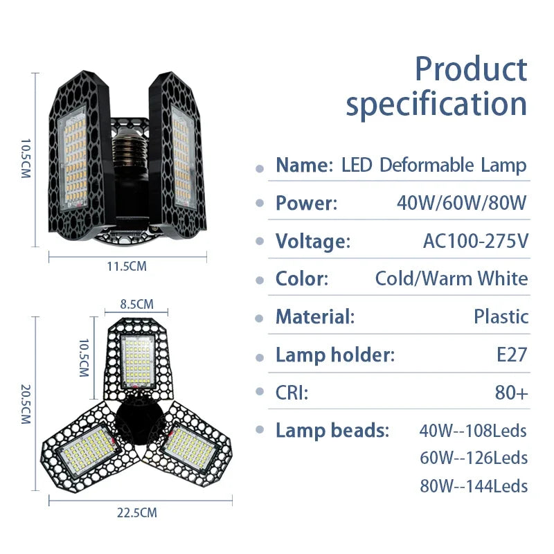 lampe led industrielle 40w 60w 80w noir grille hexagonale moderne
