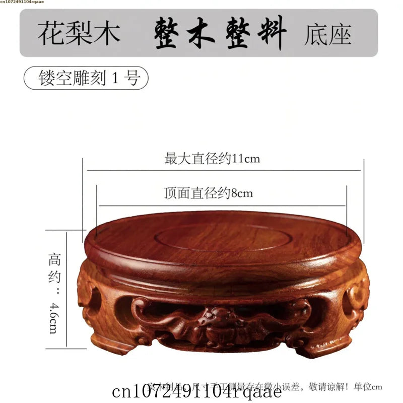 base sculptée bois rouge brun sculptures détaillées motifs floraux artisanal traditionnel support ornement maison