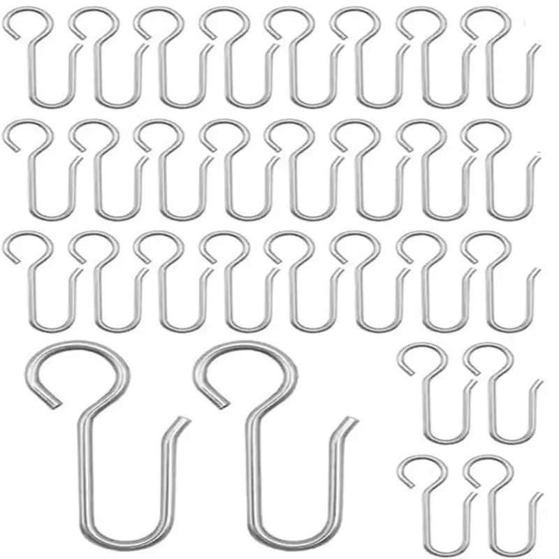 crochets argentés modernes lisses opaques 30 pièces rideaux douche fixations porte rideaux