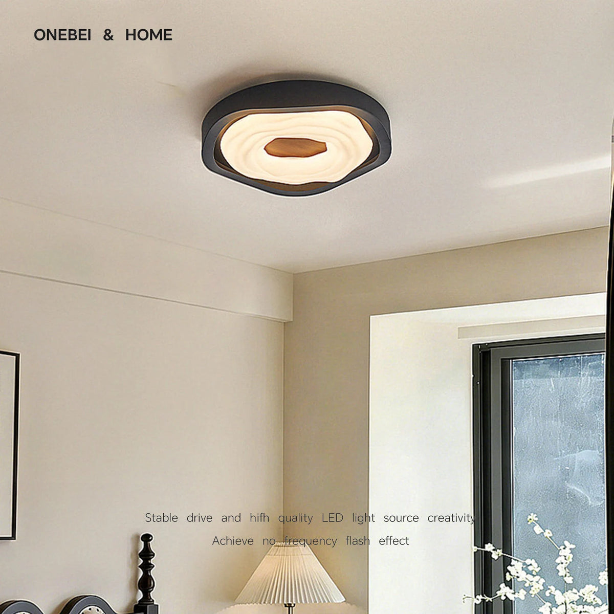 luminaire moderne minimaliste noir crème marron concentrique semi transparent chambre salon