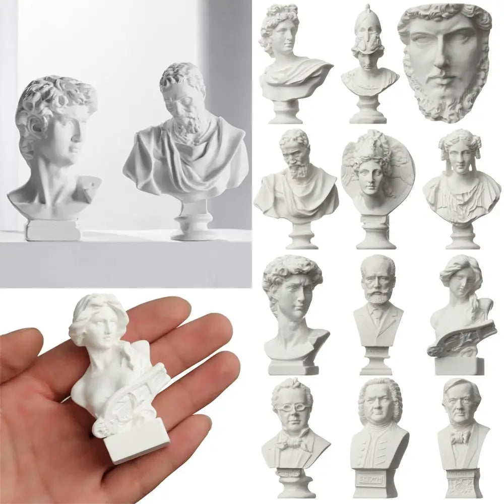 buste sculptural résine blanc détails antiques classiques décoration intérieure alexander beethoven athena chopin