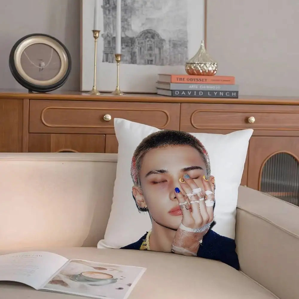 taies oreiller imprimées korean idol moderne blanc coussin polyester opaques étoiles idole housses décoration
