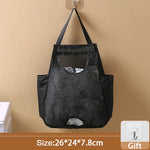 sac poubelle suspendu polyestère réutilisable bleu marine gris noir maille fine moderne crochets muraux
