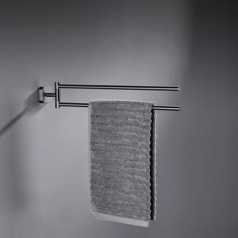 porte serviettes mural acier inoxydable lisse moderne vis fixations salle bain argente noir gris