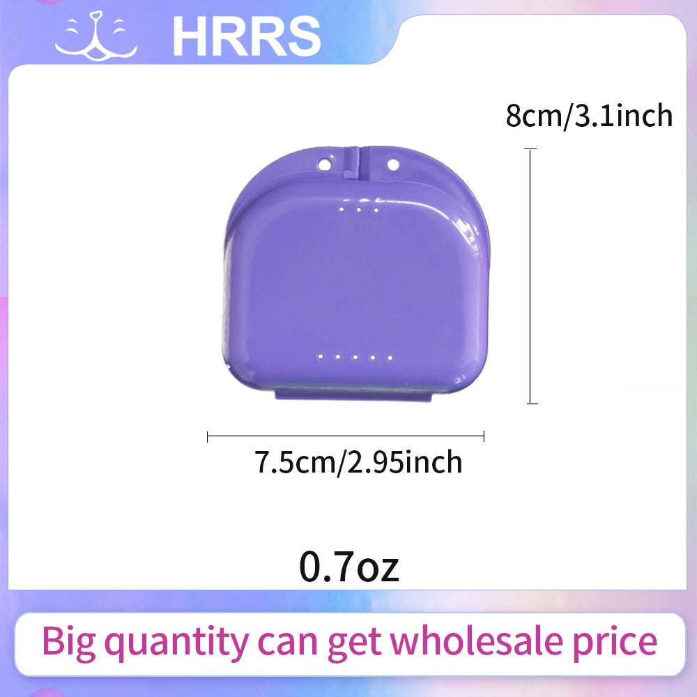 boîtes conservation prothèses dentaires violet bleu jaune rose blanc vert clips pratique compact