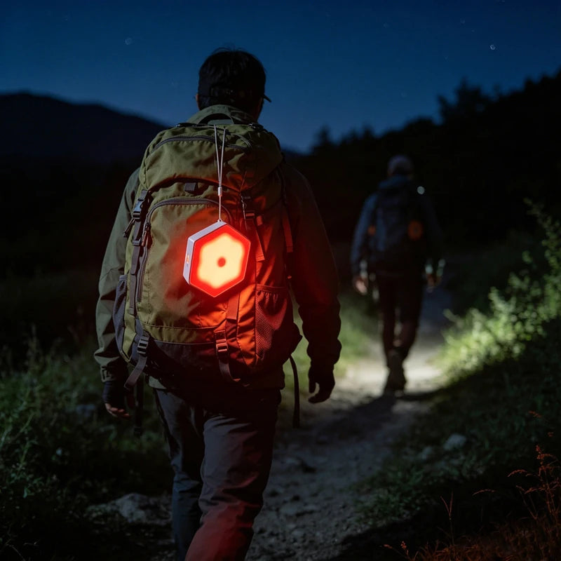 veilleuse led rouge motion sensor lampe hexagonale moderne aimantée câble usb lanière sac protection