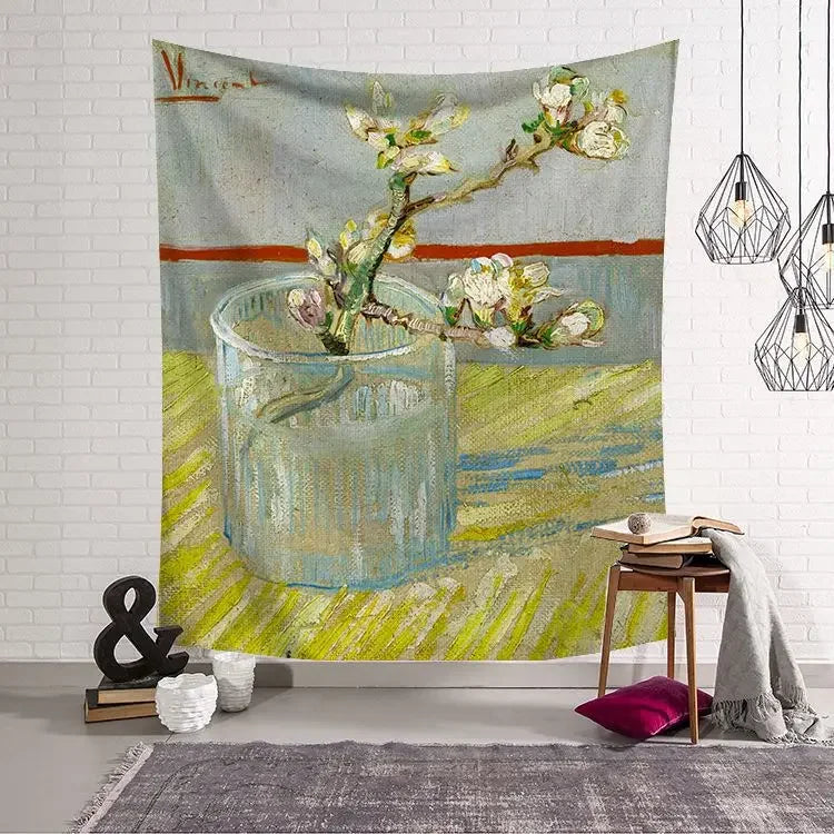 tapisserie murale décoration chambre van gogh tournesol nuit étoilée tissu artistique grand
