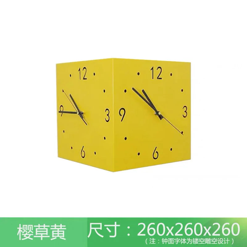horloge murale double face moderne carrée aiguille numérique éclairée minimaliste