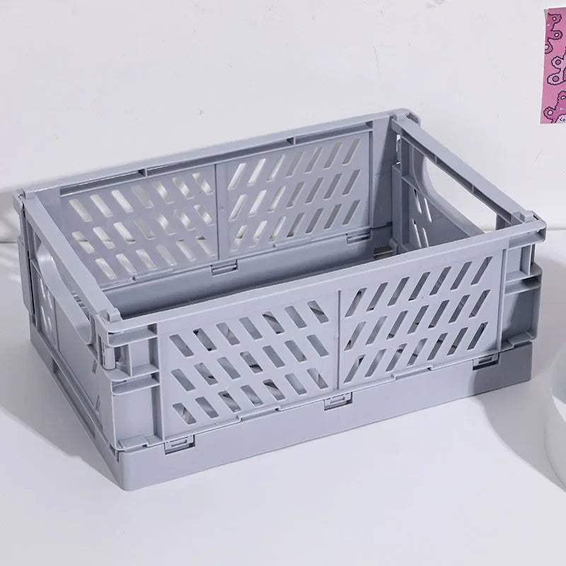 caisse rangement pliable plastique orange vert beige gris rose grille perforations moderne pratique