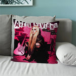 coussin carré avril lavigne noir rose pop guitare décoration voiture canapé chambre sofa