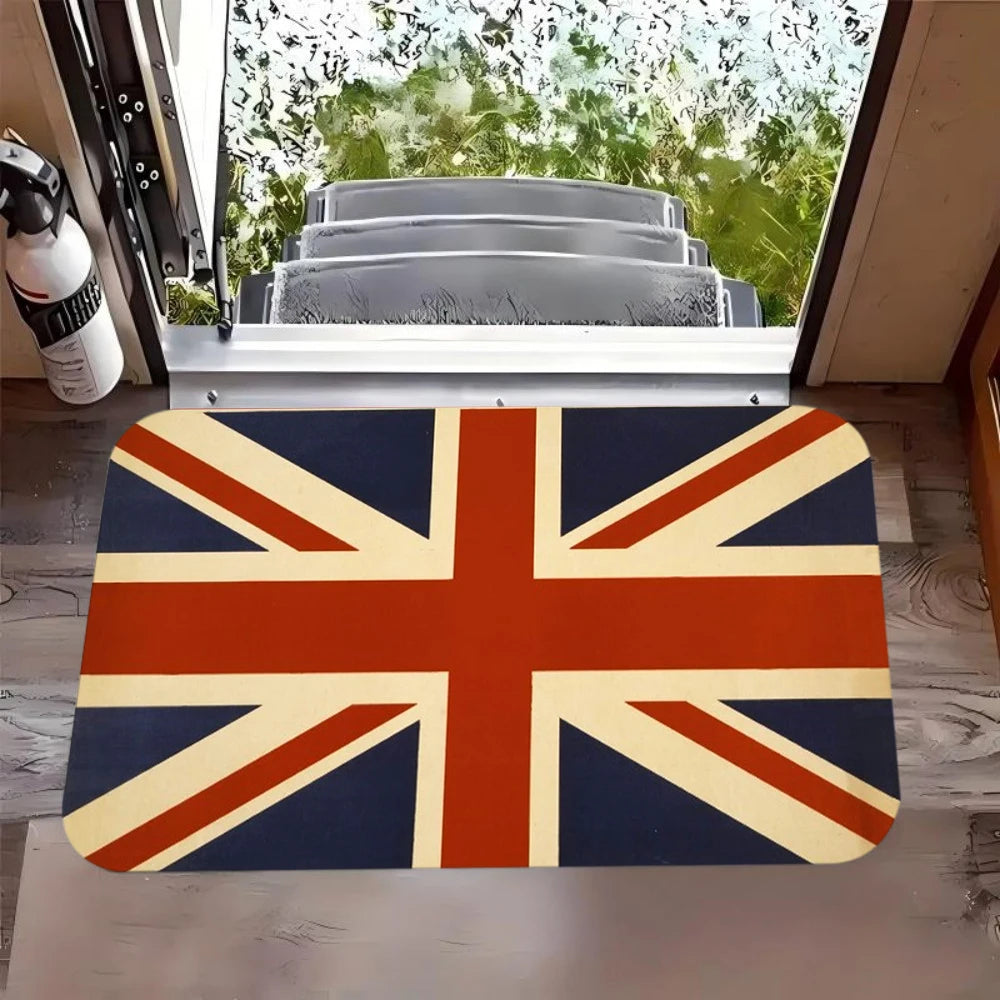 tapis sol rouge blanc bleu drapeau britannique texture grunge vintage antidérapant polyester