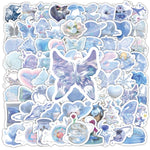 sticker mignon dessin animé bleu rose blanc papillon coeur fleur adhésif collection fantaisieCharacterSetEND