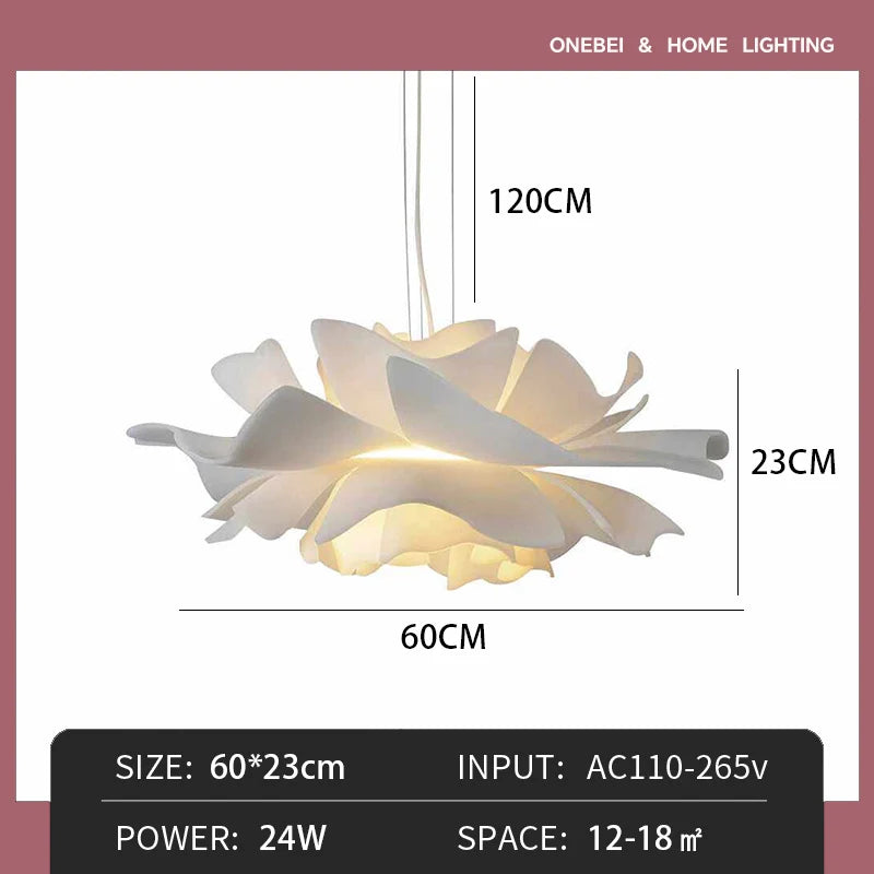 suspension lumineuse moderne fleur stylisée blanc opaque salon chambre étude 220v acrylique