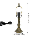 lampe table classique base métal ornements floraux couleur bronze câble interrupteur H48cm Dia16.6cm