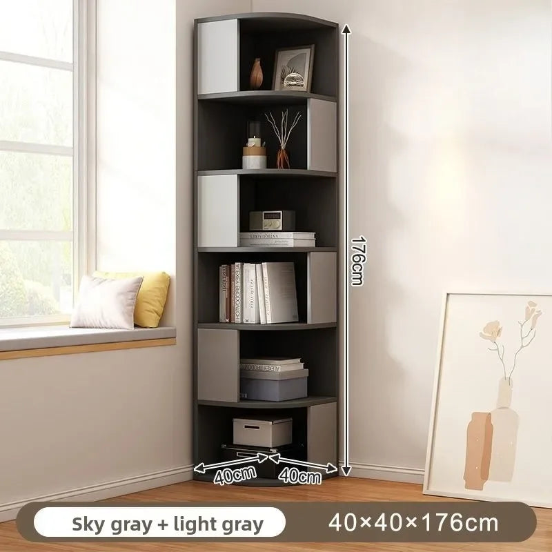 étagère d'angle bois chêne clair moderne adhésive multi fonction rangement livres objets décoration 150cm
