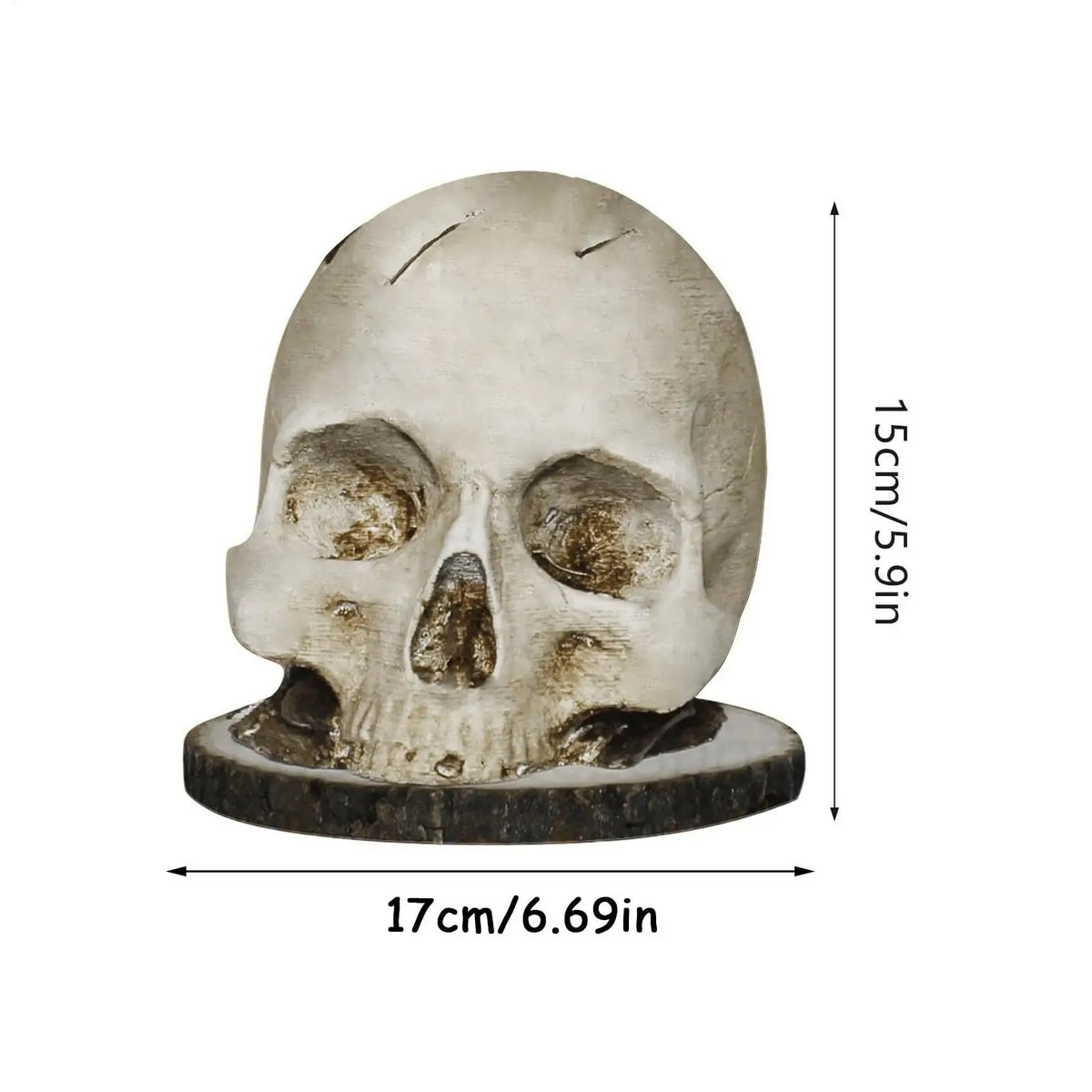 rangement couteaux tête mort sculptée texture granuleuse détails sombres réaliste gris blancversible polyester okolets