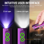 lampe torche multifonction violet noir 1200 lumens ip65 étanche deux boutons clip moderne rechargeable