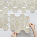 autocollant mural 3d pvc moderne beige clair texture grise adhésif 10 feuilles resistant eau
