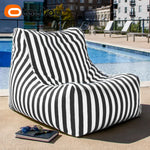 coussin d'assise jardin rayures beige blanc moderne piscine extérieur housse fauteuil plage grande