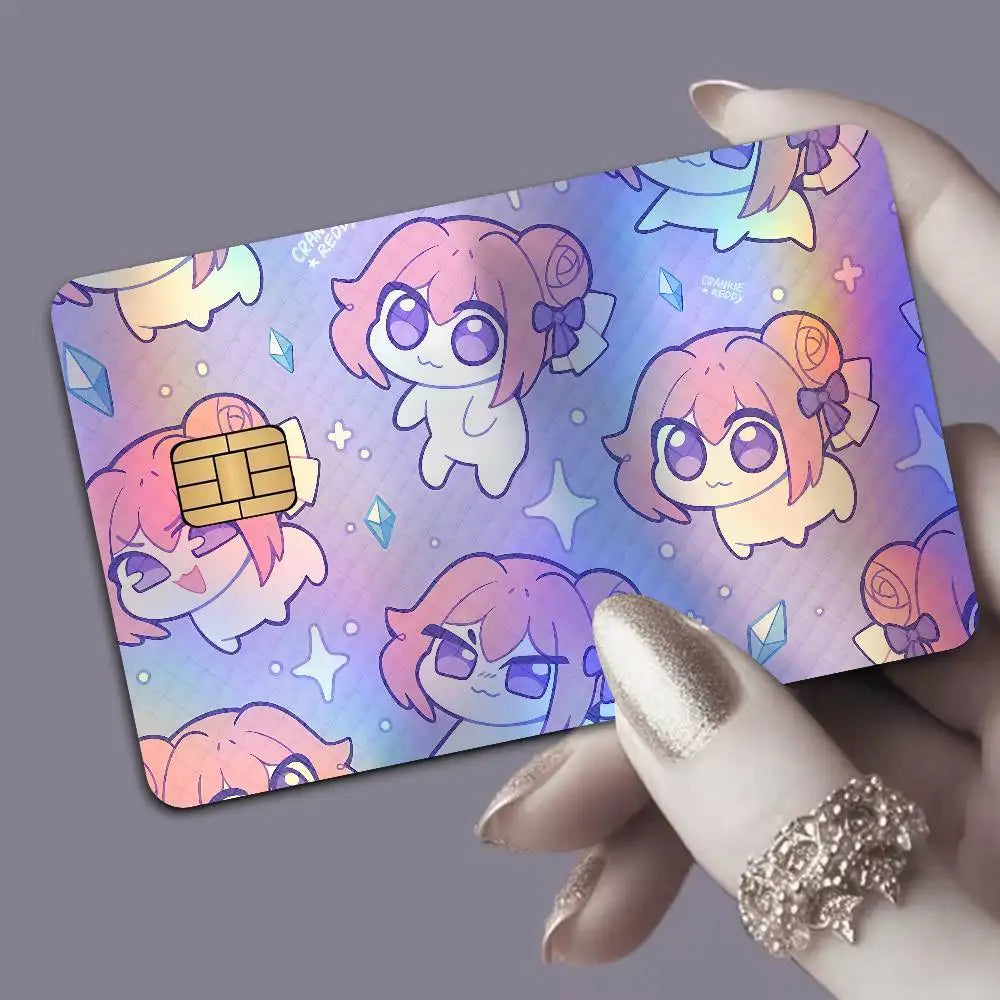 stickers carte bancaire laser waterproof antiusure dessin animé mascotte mignonne adhésifs rembourrables sans résidu