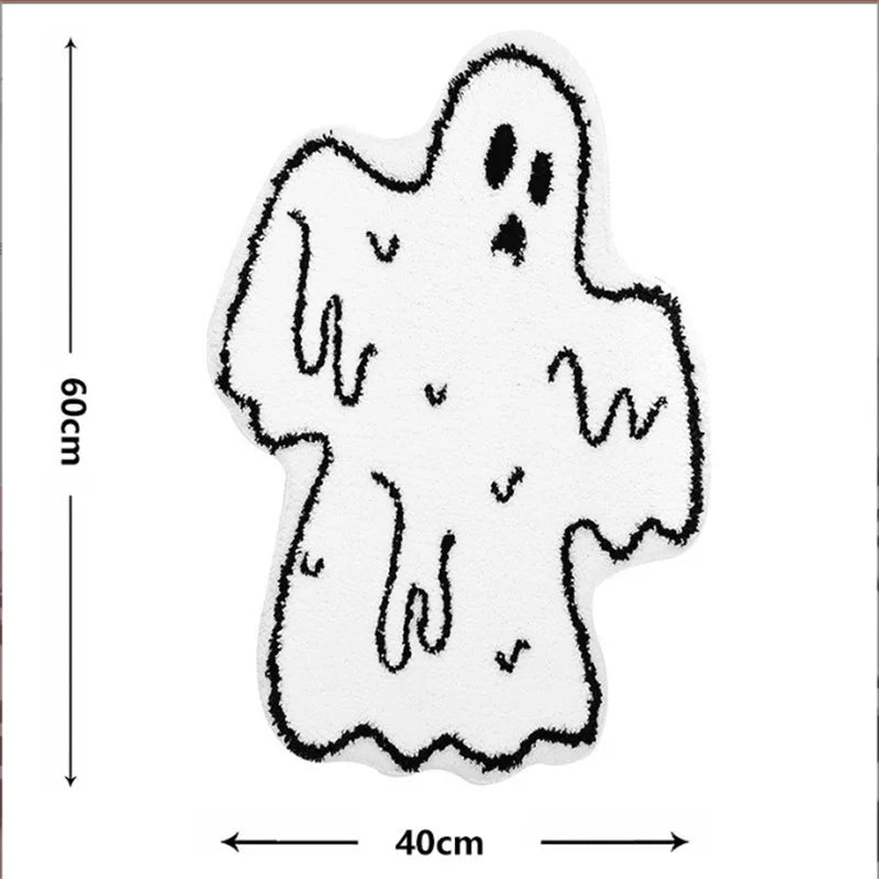tapis bain halloween rétro citrouille fantômes crâne noir blanc antidérapant salon chambre salle bain