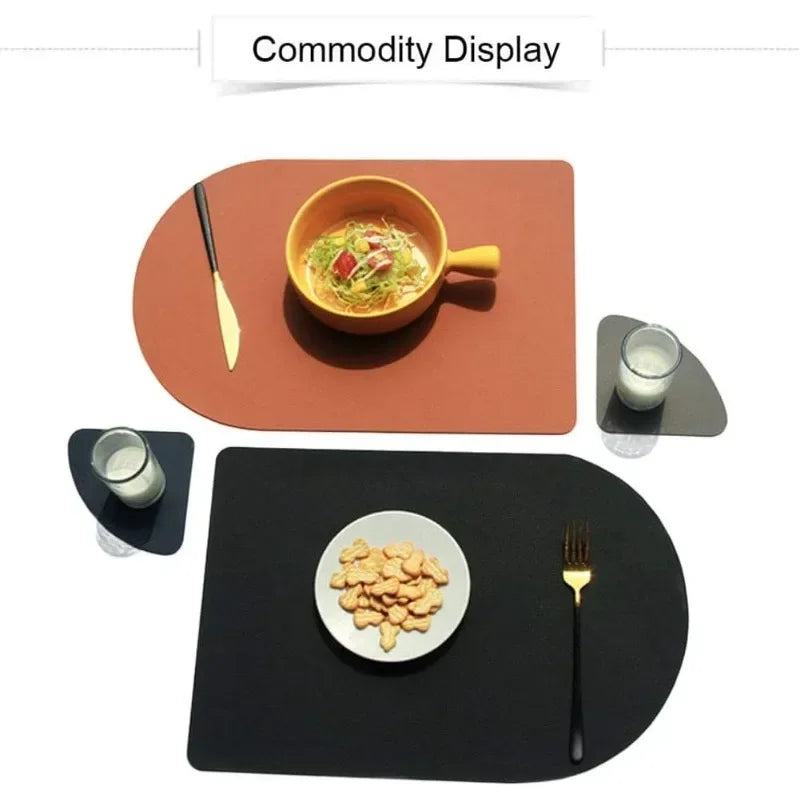 tapis table moderne cuir noir orange rose gris antidérapants résistants chaleur facile nettoyer