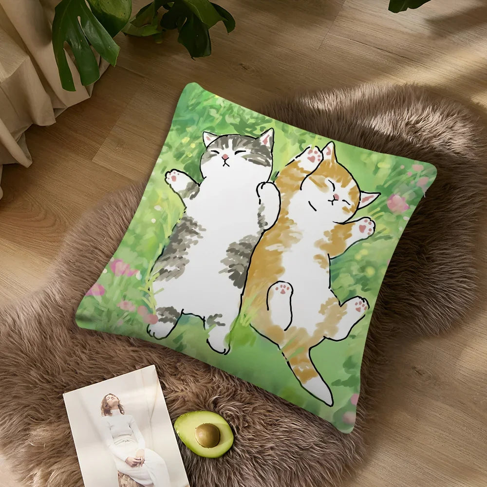 taie d'oreiller chat dessin animé multicolore cartoon coton polyester non toxique environnement ameublement lit