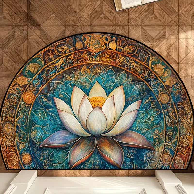 tapis antidérapant fleur lotus motifs floraux ethnique intérieur extérieur 40x60cm 50x80cm 60x90cm