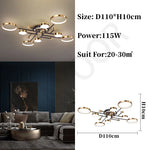 lampe suspendue moderne noir doré acier poli plafonnier led salon chambre coucher