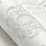 papier peint floral relief blanc argenté doré résistant l'humidité isolation thermique 3m 53cm