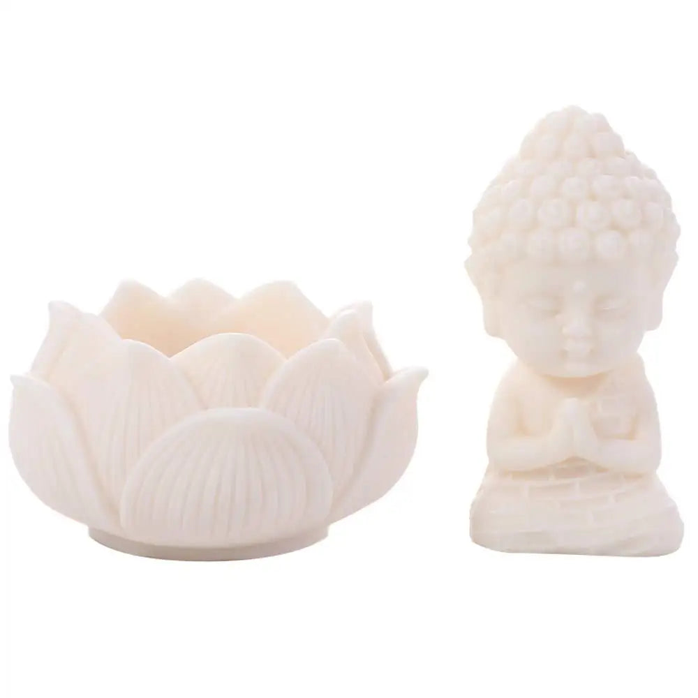 figurine bouddha blanc lotus zen décoration intérieure prière miniature résine