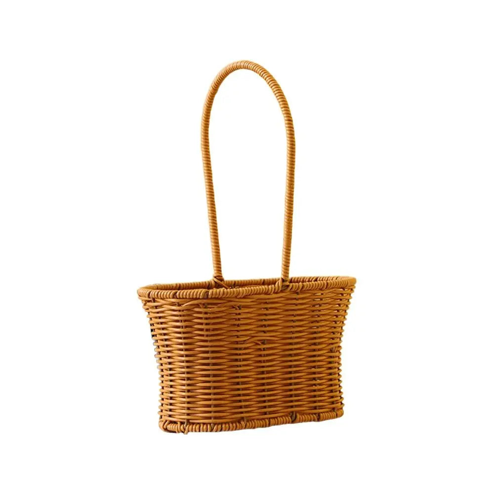 panier tressé marron clair poignée empilable utilisation multiple traditionnel