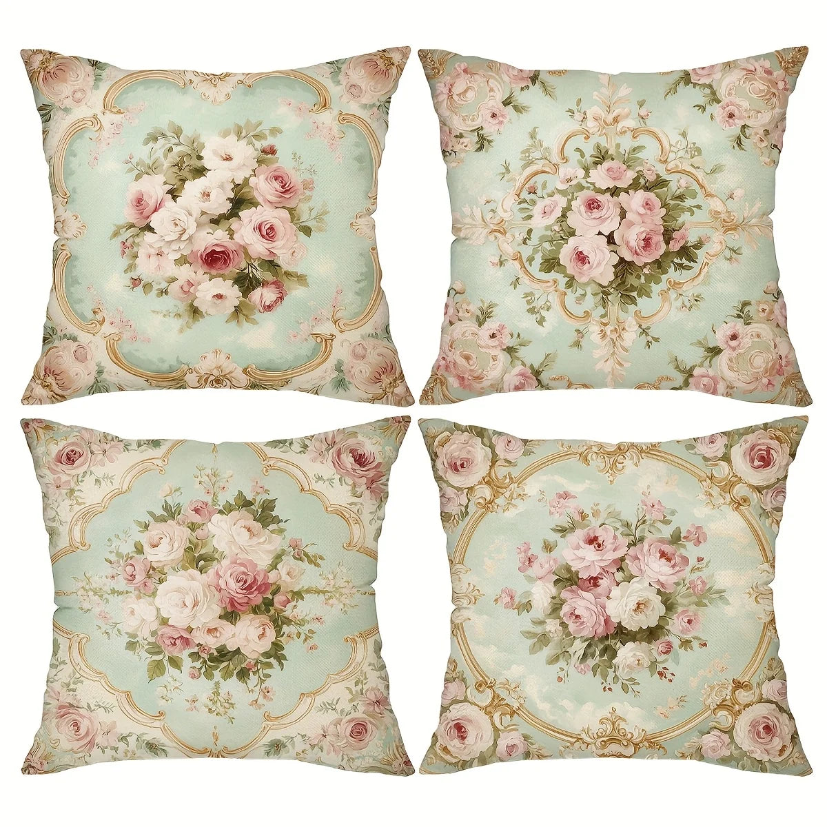 taies d'oreiller motif floral vintage rose blanche zip closure decoration chambre maison