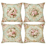 taies d'oreiller motif floral vintage rose blanche zip closure decoration chambre maison